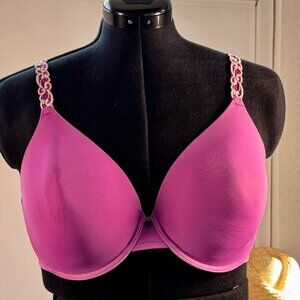 Natori 38DD White/Purple Bra with Lace Straps, Underwire Support Comfortable Fit